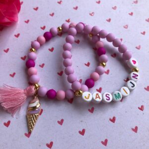 Naam-armbandje roze