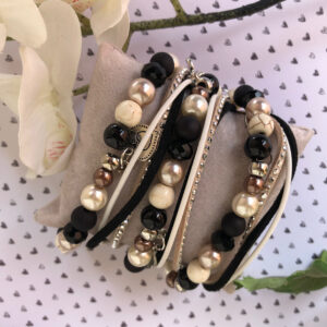 Wikkelarmband maken zwart-wit kralen