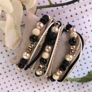 Wikkelarmband maken zwart-wit kralen