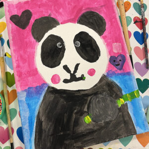 Kinderfeestje panda-schilderij maken